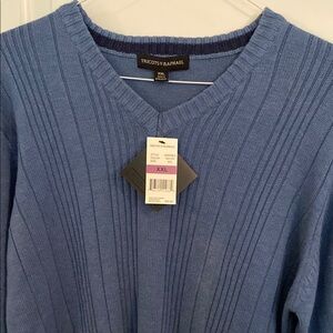 Tricots St. Raphael Blue V-neck Sweater Size XXL
